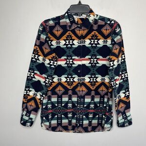 WOOLRICH Womens Southwestern Aztec Flannel Button-Up Top XS Cotton